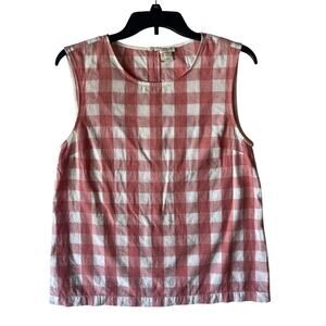 J.Crew Red White Gingham Sleeveless Tank Top Size 8 Cotton Preppy Cottagecore